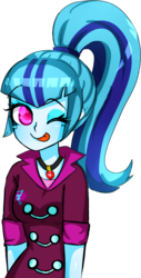 Size: 662x1302 | Tagged: safe, artist:chicaanime-n1, sonata dusk, equestria girls, g4, female, simple background, solo, tongue out, transparent background, wink