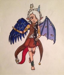 Size: 320x378 | Tagged: safe, artist:chaosdemon, discord, human, g4, eris, humanized, rule 63, traditional art