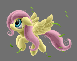 Size: 1125x900 | Tagged: safe, artist:symbianl, fluttershy, g4, absurd file size, animated, female, floppy ears, looking at something, looking up, messy mane, simple background, solo, spread wings