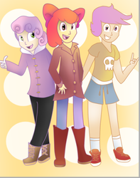 Size: 416x528 | Tagged: safe, artist:mariogamesandenemies, apple bloom, scootaloo, sweetie belle, human, g4, humanized