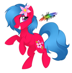 Size: 2948x2968 | Tagged: safe, artist:scarlet-spectrum, oc, oc only, oc:mint blossom, earth pony, pony, flower, grin, happy, high res, simple background, smiling, solo, transparent background