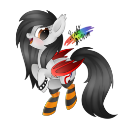 Size: 3300x3300 | Tagged: safe, artist:scarlet-spectrum, oc, oc only, oc:scarlet spectrum, bat pony, pony, clothes, high res, simple background, socks, solo, striped socks, transparent background