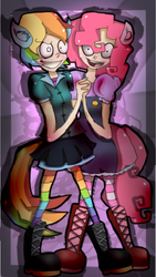 Size: 452x804 | Tagged: safe, artist:mariogamesandenemies, pinkie pie, rainbow dash, human, g4, eared humanization, humanized, tailed humanization