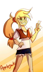 Size: 360x600 | Tagged: safe, artist:mariogamesandenemies, applejack, human, g4, female, humanized, solo