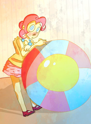 Size: 490x670 | Tagged: safe, artist:mariogamesandenemies, pinkie pie, human, g4, ball, beach ball, female, humanized, looking at you, solo