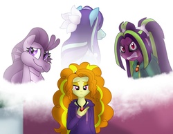 Size: 1013x788 | Tagged: safe, artist:faith-wolff, adagio dazzle, aria blaze, merpony, siren, fanfic:the bridge, equestria girls, g4, female, memory