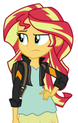 Size: 1778x2791 | Tagged: safe, artist:sketchmcreations, sunset shimmer, equestria girls, g4, my little pony equestria girls: friendship games, clothes, female, frown, hand on hip, inkscape, raised eyebrow, simple background, solo, transparent background, vector
