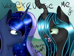 Size: 1024x768 | Tagged: safe, artist:phoenixnyshes, princess luna, queen chrysalis, g4