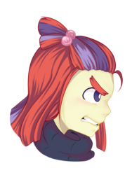 Size: 1536x2043 | Tagged: safe, artist:gygerbeen, moondancer, human, equestria girls, g4, angry, blushing, bust, equestria girls-ified, female, humanized, simple background, solo, transparent background