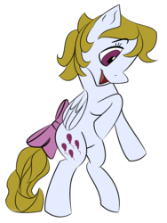 Size: 1484x1976 | Tagged: safe, artist:wreckham, surprise, pegasus, pony, g1, g4, 2012, bow, female, folded wings, g1 to g4, generation leap, mare, open mouth, open smile, rearing, simple background, smiling, solo, tail, tail bow, transparent background, wings