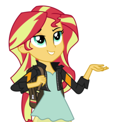 Size: 2891x3116 | Tagged: safe, artist:sketchmcreations, sunset shimmer, equestria girls, g4, my little pony equestria girls: friendship games, backpack, bedroom eyes, female, grin, high res, raised eyebrow, simple background, smiling, solo, transparent background, vector