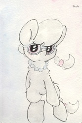 Size: 667x1007 | Tagged: safe, artist:slightlyshade, silver spoon, g4, female, glasses, solo, traditional art