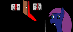 Size: 1554x693 | Tagged: safe, artist:amateur-draw, oc, oc only, door, paint, scared, wall, window
