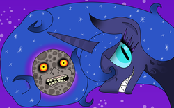 Size: 4000x2500 | Tagged: safe, artist:heedheed, nightmare moon, princess luna, g4, corrupted, crossover, moon, nightmare luna, possessed, termina's moon, the legend of zelda, the legend of zelda: majora's mask