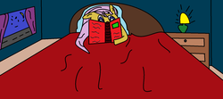 Size: 1554x693 | Tagged: safe, artist:amateur-draw, oc, oc only, bed, bedroom, book, moon, paint, reading, street, window