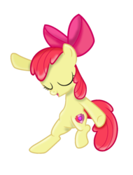 Size: 968x1275 | Tagged: safe, artist:laserpewpewrblx, apple bloom, g4, apple bloom's bow, bipedal, bow, cutie mark, dancing, female, hair bow, shading, simple background, solo, the cmc's cutie marks, transparent background, vector