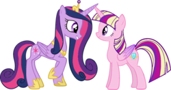 Size: 1024x539 | Tagged: safe, artist:wolfangelmoon, princess cadance, twilight sparkle, alicorn, pony, g4, female, mare, palette swap, twilight sparkle (alicorn)