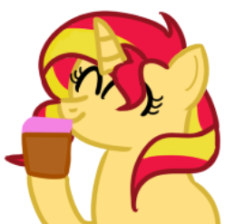 Size: 248x247 | Tagged: safe, artist:pastelhorses, sunset shimmer, pony, unicorn, g4, cake, female, food, solo