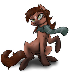 Size: 3000x3000 | Tagged: safe, artist:slouping, edit, oc, oc only, oc:dennybutt, pony, clothes, cute, high res, ponified, ponysona, scarf, sitting, solo