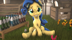 Size: 1024x576 | Tagged: safe, artist:maxressor, oc, oc only, oc:milky way, pony, 3d, female, food, happy, milk, source filmmaker