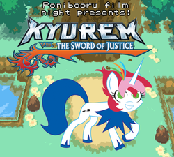 Size: 1000x900 | Tagged: safe, oc, oc only, oc:flicker, keldeo, ponibooru film night, pokemon: kyurem vs the swords of justice, pokémon