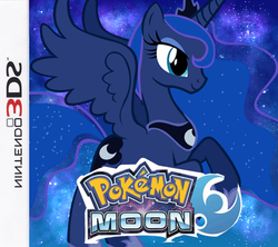Size: 563x500 | Tagged: safe, princess luna, alicorn, pony, g4, cover, female, mare, pokémon, pokémon moon, pokémon sun and moon, solo