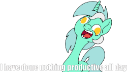 Size: 1280x720 | Tagged: safe, artist:witchtaunter, edit, lyra heartstrings, pony, g4, animated, caption, female, frame by frame, i have done nothing productive all day, image macro, meme, reaction image, silly, silly pony, simple background, solo, text, white background