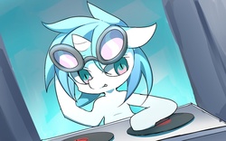 Size: 1023x637 | Tagged: safe, artist:skippy_the_moon, dj pon-3, vinyl scratch, g4, female, solo