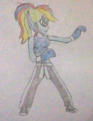 Size: 426x552 | Tagged: safe, rainbow dash, equestria girls, g4, boxing gloves, female, kickboxing, solo