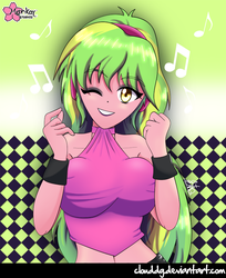 Size: 733x900 | Tagged: safe, artist:clouddg, lemon zest, equestria girls, g4, my little pony equestria girls: friendship games, belly button, big breasts, breasts, busty lemon zest, female, looking at you, midriff, solo