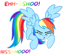 Size: 1024x768 | Tagged: safe, artist:proponypal, rainbow dash, g4, female, fetish, mucus, sneezing, sneezing fetish, solo, spray, spread wings