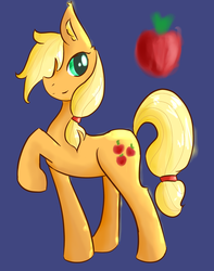 Size: 1176x1490 | Tagged: safe, artist:fluffleduckle, applejack, g4, apple, female, food, hatless, missing accessory, solo