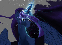 Size: 1920x1393 | Tagged: safe, artist:doomsp0rk, princess luna, alicorn, pony, g4, female, magic, solo