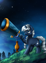 Size: 2550x3509 | Tagged: safe, artist:pridark, oc, oc only, glasses, high res, solo, telescope