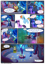 Size: 3500x4950 | Tagged: safe, artist:light262, artist:lummh, applejack, fluttershy, pinkie pie, rainbow dash, rarity, star swirl the bearded, twilight sparkle, alicorn, pony, comic:timey wimey, g4, comic, female, mare, twilight sparkle (alicorn)