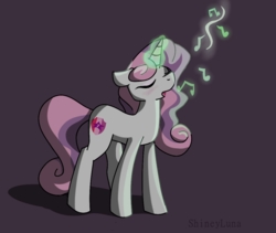 Size: 1105x931 | Tagged: safe, artist:shineyluna, sweetie belle, g4, cutie mark, female, magic, music notes, singing, solo, the cmc's cutie marks