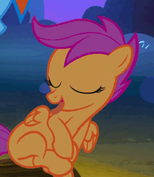 Size: 401x462 | Tagged: safe, artist:anonshy, edit, edited screencap, screencap, rainbow dash, scootaloo, pegasus, pony, g4, sleepless in ponyville, animated, behaving like a bird, behaving like a cat, behaving like a dog, blank flank, cute, cutealoo, daaaaaaaaaaaw, eyes closed, female, filly, folded wings, gif, hnnng, licking, open mouth, preening, scootacat, sitting, smiling, solo focus, tongue out, weapons-grade cute, wings