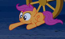 Size: 520x314 | Tagged: safe, screencap, scootaloo, pegasus, pony, g4, sleepless in ponyville, animated, faceplant, female, filly, foal, gif, slam, solo, wheel