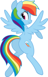 Size: 3797x6000 | Tagged: safe, artist:hidden-cat, artist:slb94, rainbow dash, pegasus, pony, g4, backwards cutie mark, butt, female, hooves, looking back, mare, plot, rainbutt dash, simple background, smiling, smirk, solo, spread wings, transparent background, vector, wings