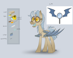 Size: 1280x1015 | Tagged: safe, artist:thevixvix, oc, oc only, bat pony, pony, design, dog tags, goggles, simple background, solo