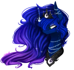 Size: 2958x2800 | Tagged: safe, artist:fredsonv, princess luna, g4, female, high res, horn, horn jewelry, jewelry, modified accessory, simple background, solo, transparent background