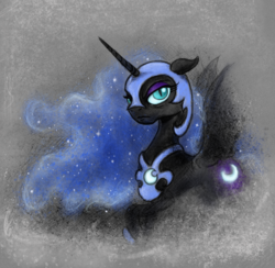 Size: 800x781 | Tagged: safe, artist:hewison, nightmare moon, g4, female, grumpy, solo, spread wings