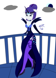 Size: 2550x3510 | Tagged: safe, artist:e-e-r, nightmare rarity, rarity, equestria girls, g4, the cutie re-mark, alternate timeline, balcony, cleavage, clothes, dress, female, high res, moon, night maid rarity, nightmare takeover timeline, simple background, solo, transparent background