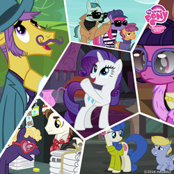 Size: 480x480 | Tagged: safe, art vandelhay, barbara banter, blue peeler, blueberry curls, cloudy daze, curtain call, late show, news flash, on stage, rarity, stardom, uptown clover, earth pony, pegasus, pony, unicorn, g4, made in manehattan, official, colt, facebook, female, foal, male, manehattan, mare, method mares, my little pony logo, stallion, sunglasses