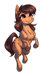 Size: 450x700 | Tagged: safe, artist:mav, oc, oc only, oc:maría teresa de los ponyos paguetti, earth pony, pony, earth pony oc, looking up, simple background, smiling, solo, white background