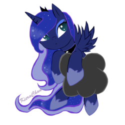 Size: 1000x1000 | Tagged: dead source, safe, artist:kiraaii, princess luna, alicorn, pony, g4, :<, chibi, cloud, cute, female, leaning, lidded eyes, lunabetes, simple background, solo, spread wings, starry eyes, stormcloud, transparent background