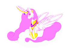 Size: 1718x1204 | Tagged: safe, artist:kiraaii, princess celestia, alicorn, pony, g4, cloud, female, prone, solo