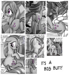 Size: 970x1057 | Tagged: safe, artist:pencils, edit, limestone pie, marble pie, maud pie, oc, oc:anon, earth pony, human, pony, comic:anon's pie adventure, g4, butt, cropped, female, human male, it's a big butt, male, mare, open mouth, plot, sisters