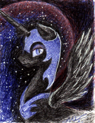 Size: 832x1071 | Tagged: safe, artist:nokills-clan196, nightmare moon, g4, female, solo, traditional art