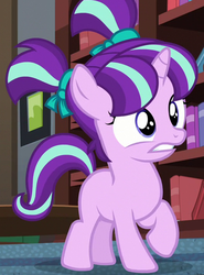 Size: 531x719 | Tagged: safe, screencap, starlight glimmer, pony, unicorn, g4, the cutie re-mark, cropped, female, filly, filly starlight glimmer, heartbreak, pigtails, solo, younger